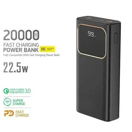 Повербанк LENYES PX288D 20000mAh (реальна ємність) швидка зарядка QC3.0+PD 22.5W, фото 2