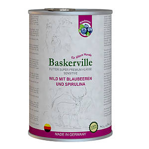 Baskerville Sensitive Wild Mit Blaubeeren Оленина з чорницею та спіруліною для собак 400 г