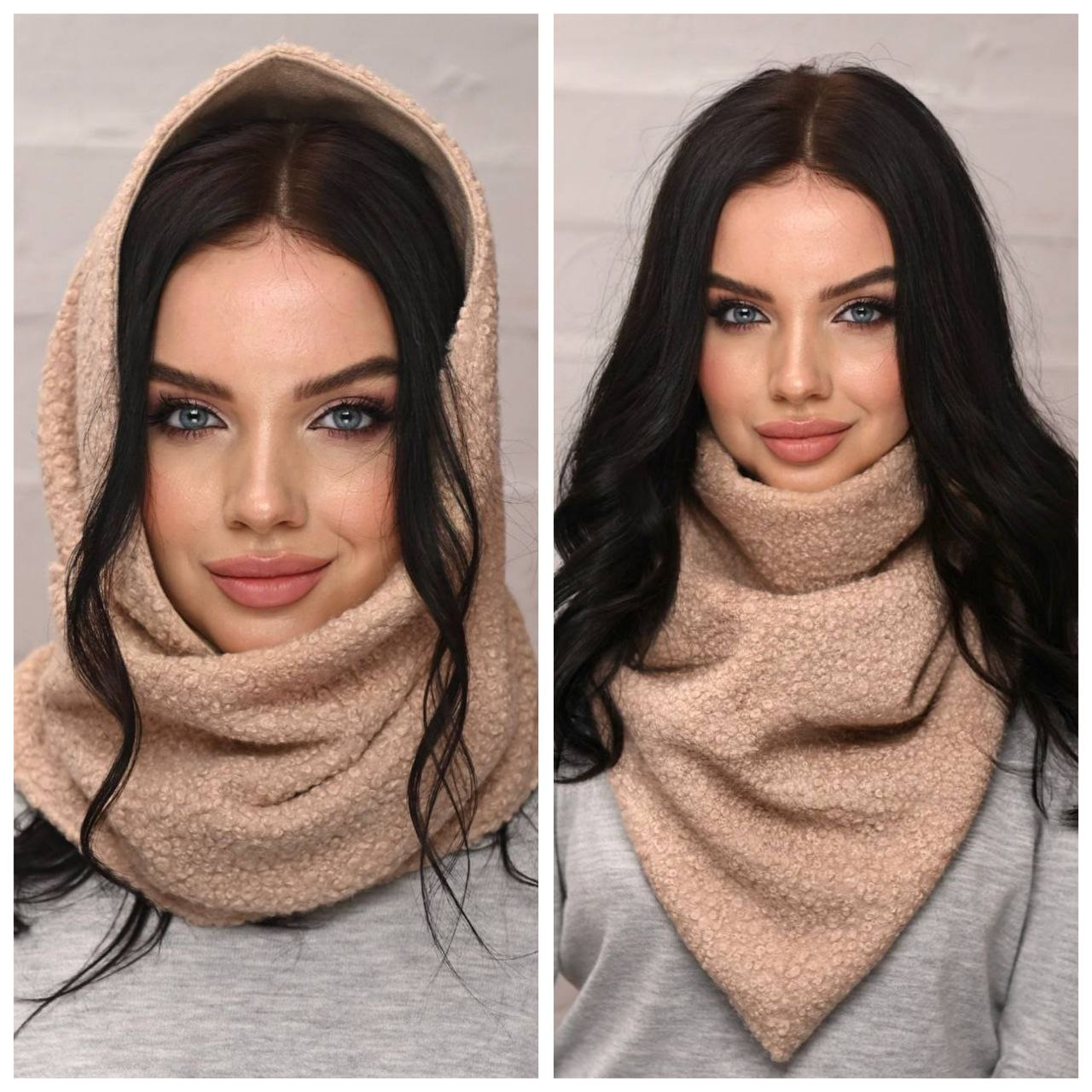 Бактус двосторонній букле — замша, колір бежевий, фото 1