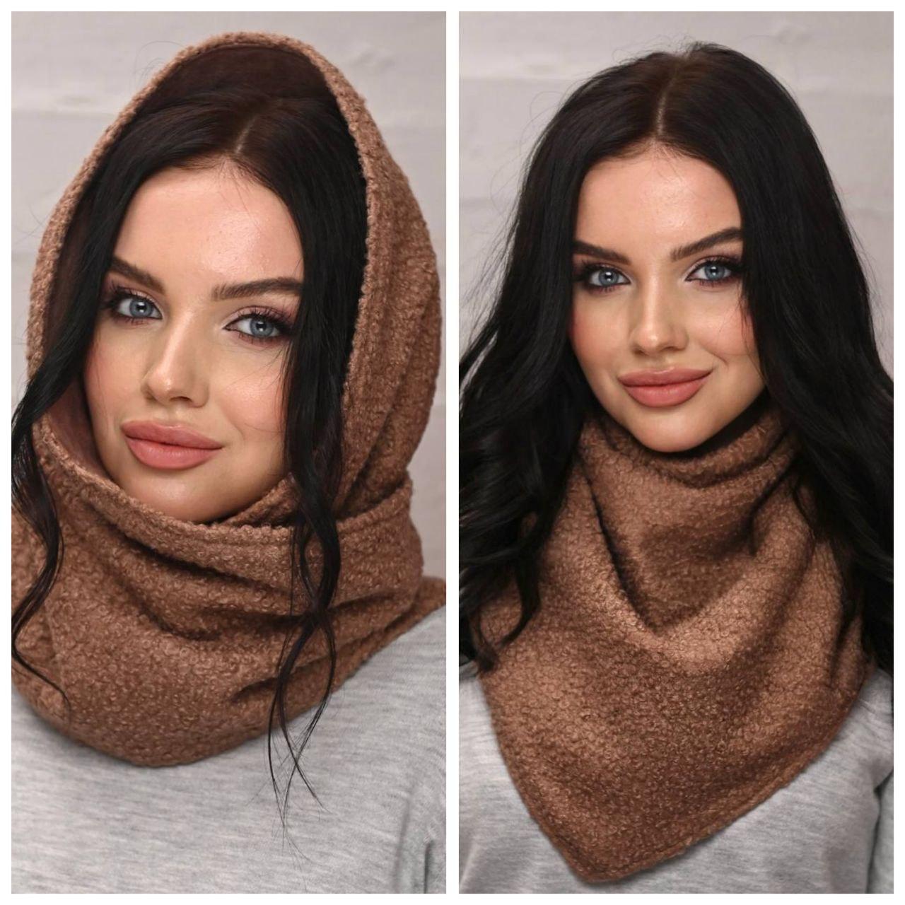 Бактус двосторонній букле — замша, колір моко