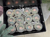 Набор новогодних шаров 12 шт. по 8 см разные цвета микс