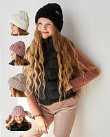 3331 Стильная зимняя шапка с отворотом для девочки тм Vertex размер 50-56