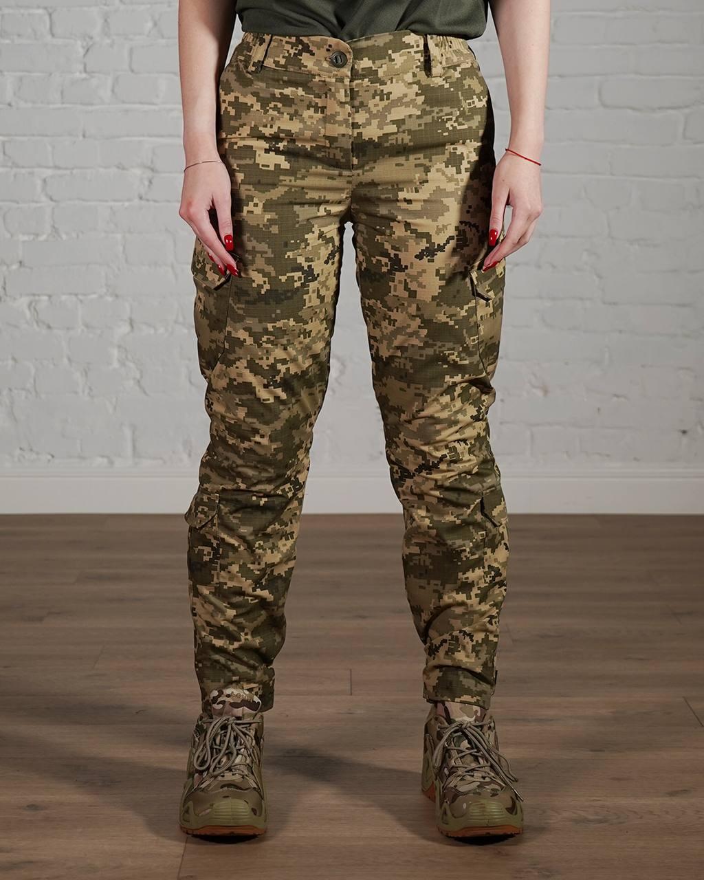 Жіночі тактичні штани піксель ріп-стоп військові зсу армійські статутні брюки камуфляжні піксель штурмові