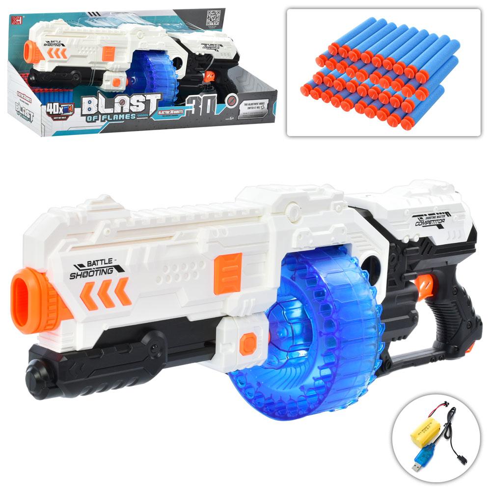 Іграшковий автомат-бластер 60 см XH9963-1 з м'якими кулями присосками на акумуляторі, фото 1