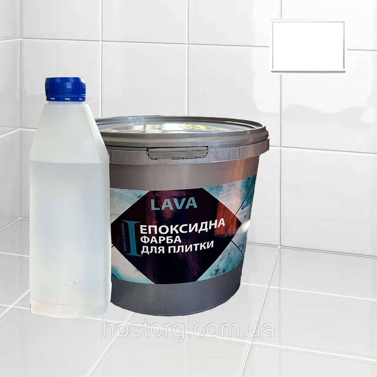 Епоксидна глянцева фарба для реставрації керамічних плиткових поверхонь 4.5кг Lava™ Біла