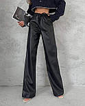 Стильні чорні брюки з еко шкіри на флісі 54-56, фото 7
