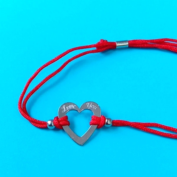 Браслет із червоної нитки LOVE YOU із срібла