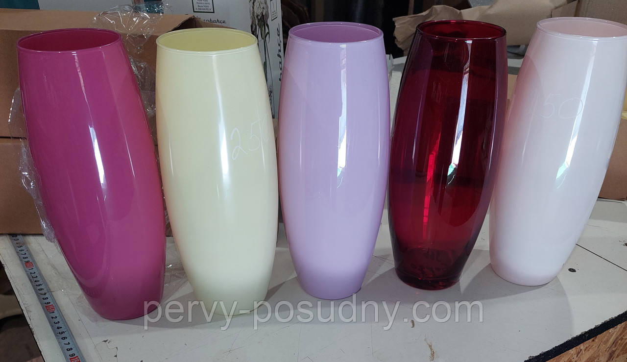 Ваза кольорова скляна 5 кольорів, фото 1