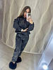 Флісовий теплий жіночий костюм Bella Belluci худі та штани зі стразами S-XL (тринитка на флісі Туреччина) сірий, фото 4