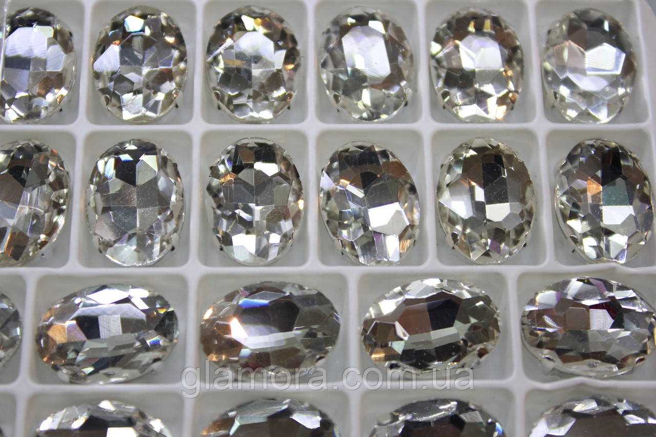 Стрази в ланцюгах, Овал, розмір 10х14, колір Crystal, 1 шт.