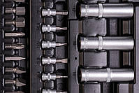 Набір насадок торцевих MasterTool 78-5108, CrV 1/4" і 1/2", тріскачка 72Т, 108 шт, кейс, фото 9