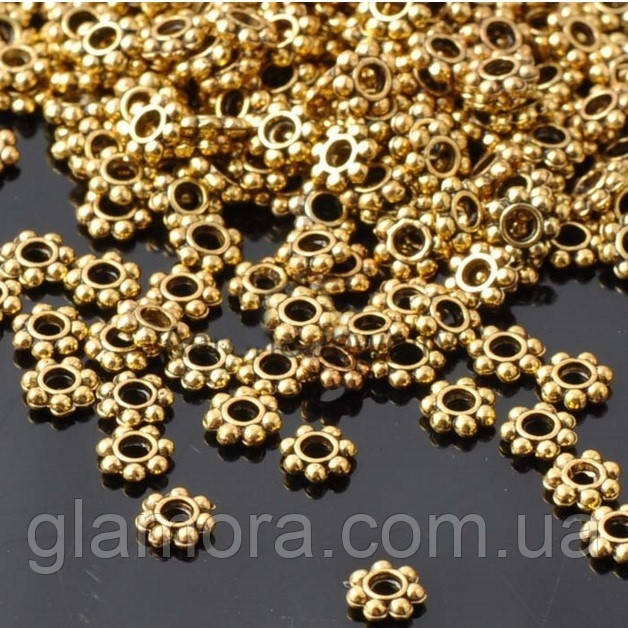 Роздільник-сніжинка металевий 4mm.колір антична бронза.10 шт.