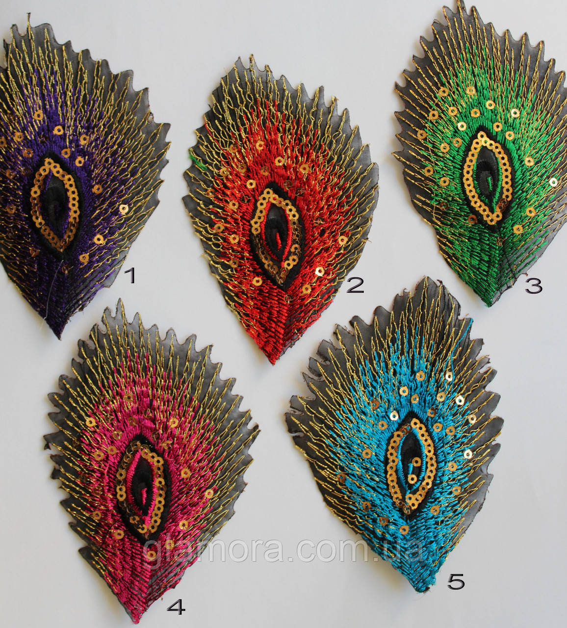 Термоклейовий декор. Паліньє перо.Квіт Блакитний.Розмір 10х7 см.Цина за 1 шт., фото 1