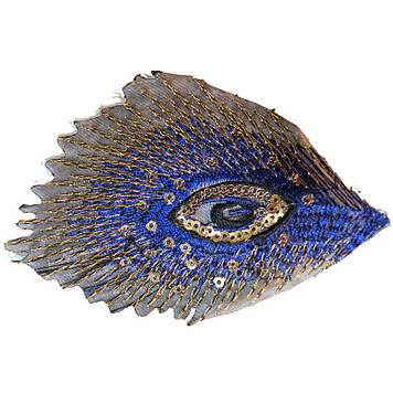 Термоклейовий декор. Паліньє перо.Квіть Синій.Розмір 10х7 см.Цина за 1 шт.