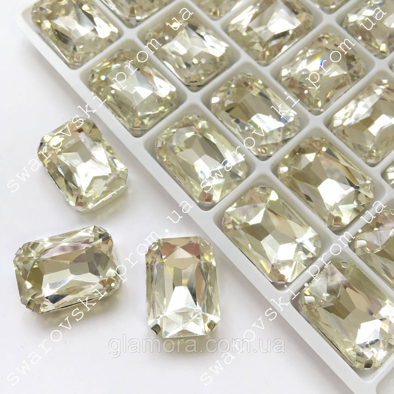 Пришивний прямокутник у цапах. 8х10 мм, Crystal