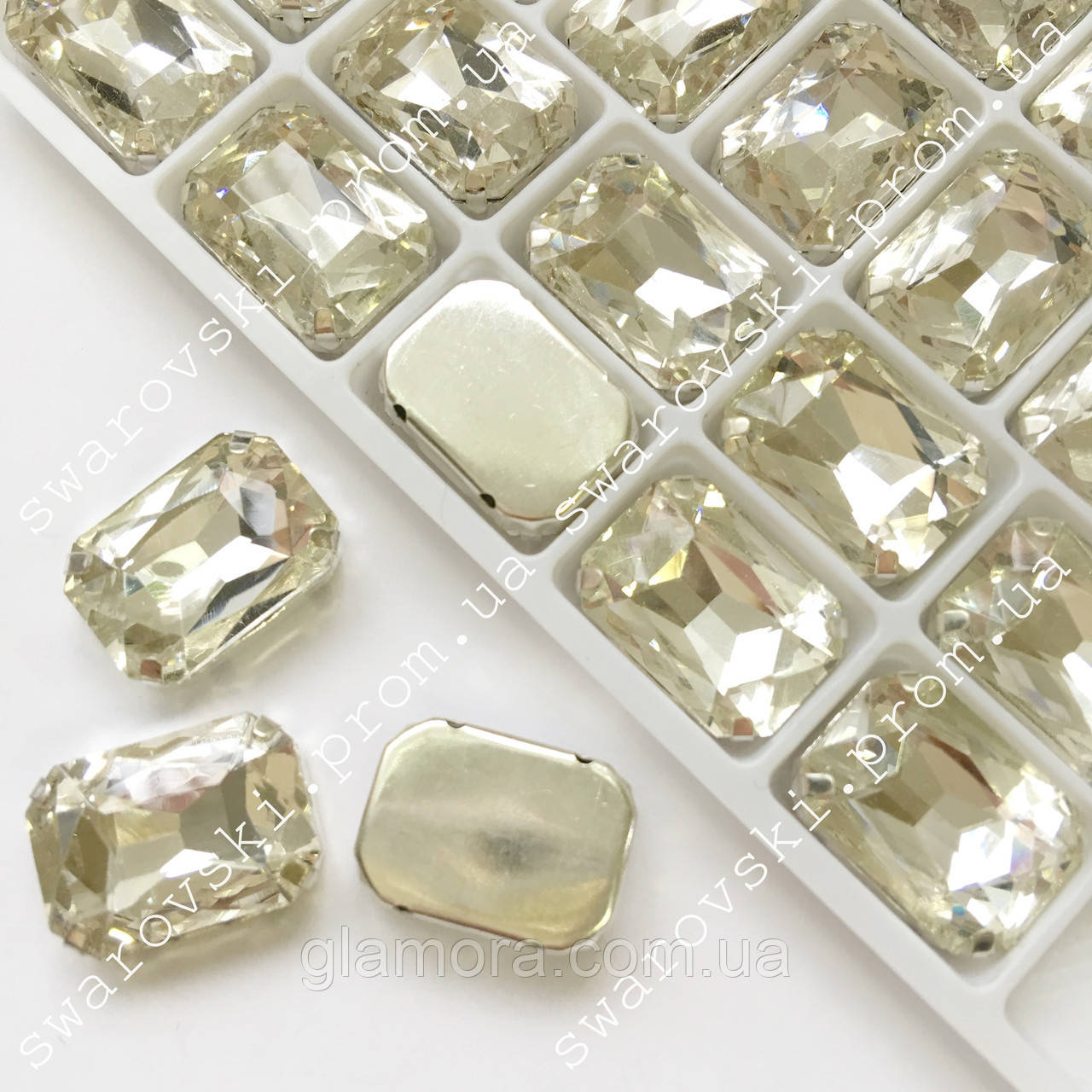 Пришивний прямокутник у цапах, 10х14мм, колір Crystal*1шт