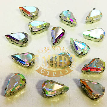 Стрази в ланцюгах Крапля, Розмір 6x10, Колір Crystal AB