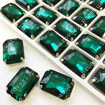 Пришивні стрази в цапах. 8х10мм. Колір Green Zircon