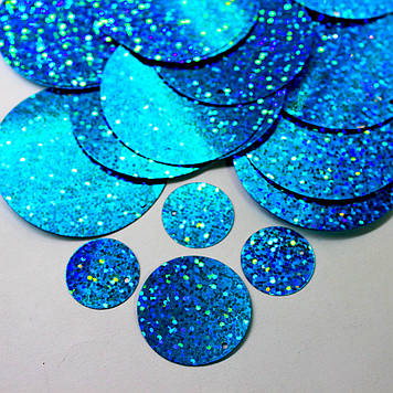 Паєтки 30 мм. голографічні бірюзові Aquamarine AB.10 грам ~( 45 шт)