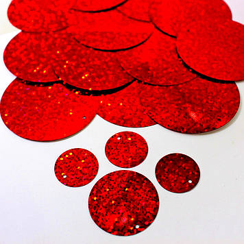 Паєтки 20 мм. голографічні червоні Red AB. 10 грам ~ (115 шт)