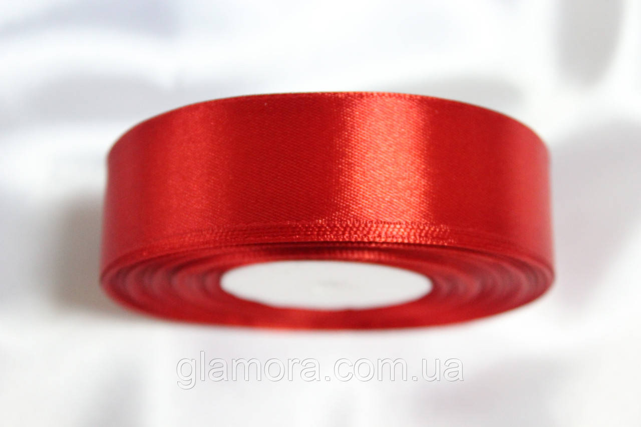 Стрічка атласна 2,5 см. Світло-червоний.Ціна за 1 м, фото 1