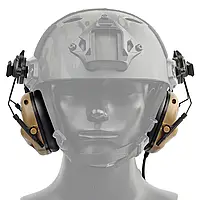 Тактична гарнітура U94 PTT на шолом FAST з мікрофоном до підключення до рації колір койот + адаптери на шолом
