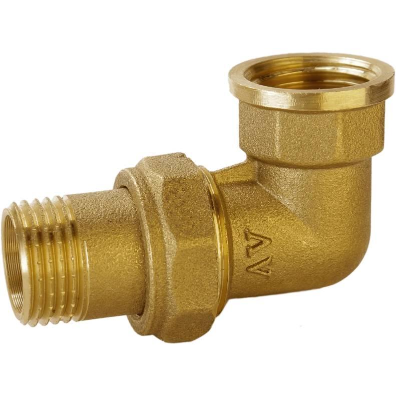 Згін американка кутова латунна 3/4″ВР х 3/4″ЗР штампована з резиновою прокладкою Б0839А VA (000027696)