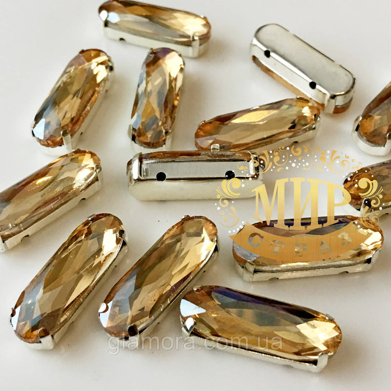 Подовжений овал у ланцюгах, розмір 7х21мм, колір Golden Shadow, 1 шт.