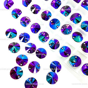 Пришивні камені (синтетич.скло) 12 mm Колір Dark Amethyst AB.*1шт