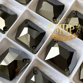Пришивні стрази Lux, форма Космік, (16x20 мм), колір Hematite, 1 шт.