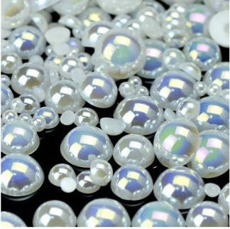 Напівперли  White AB мікс розмірів від 2-6 мм, пакування 3 г.