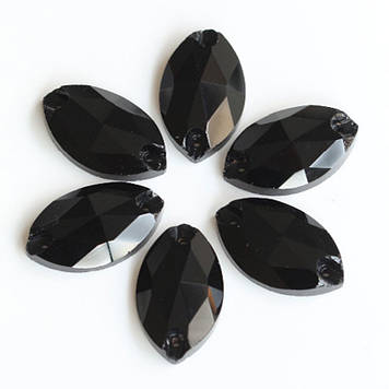 Пришивні стрази , форма лодочка , колір Jet*1шт (выберіть розмір)