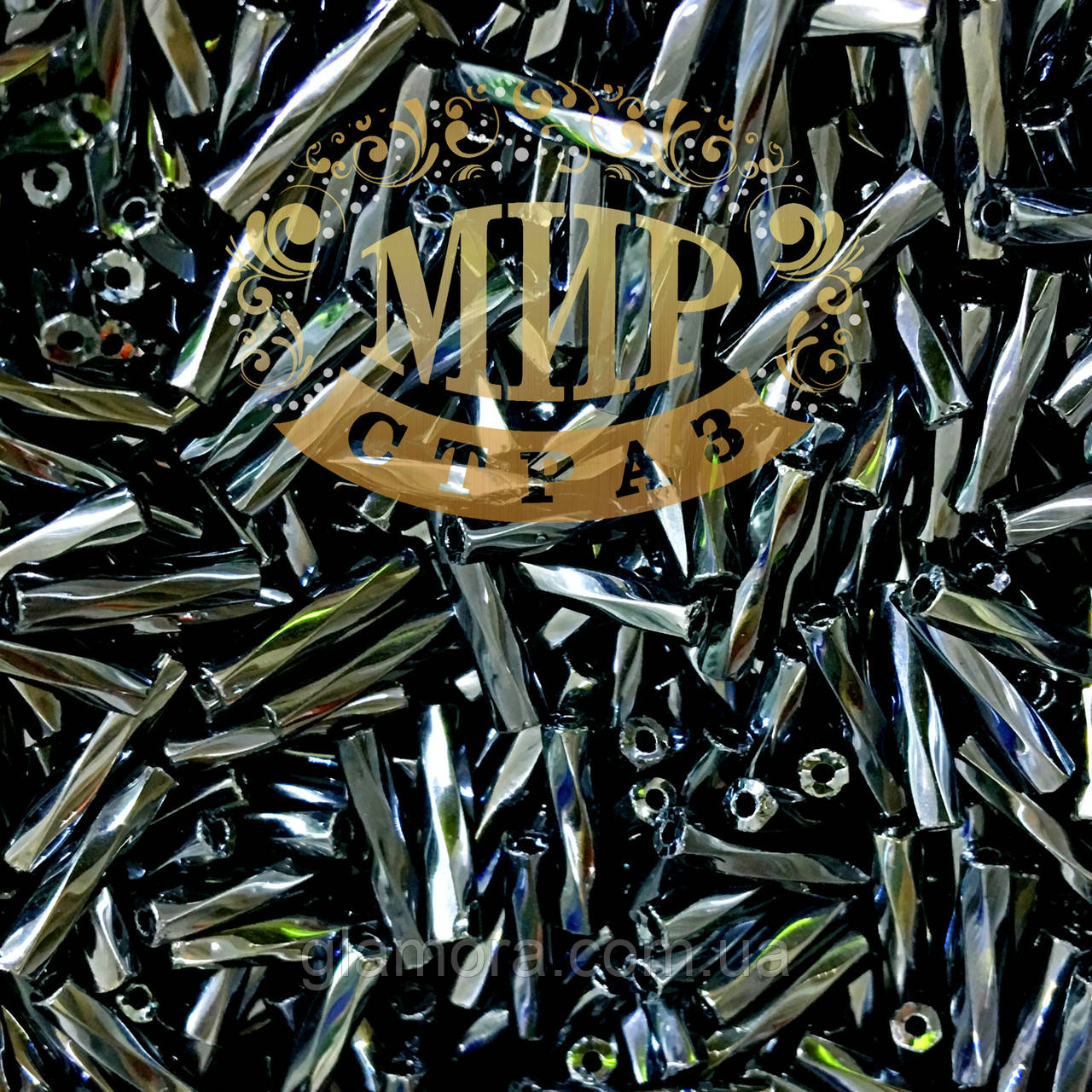 Склярус чеський кручений, колір Hematite, довжина 9 мм, ціна за 10 г, фото 1