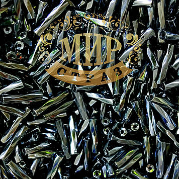 Склярус чеський кручений, колір Hematite, довжина 9 мм, ціна за 10 г
