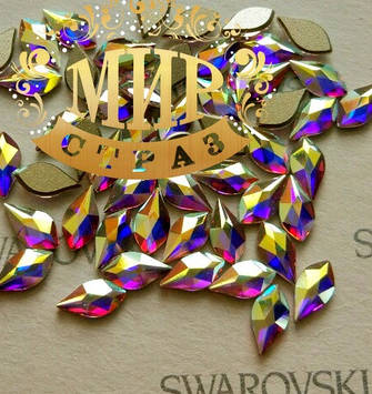 Декор swarovski Колір Crystal AB Розмір 7*5 мм.Цина за 1 шт.