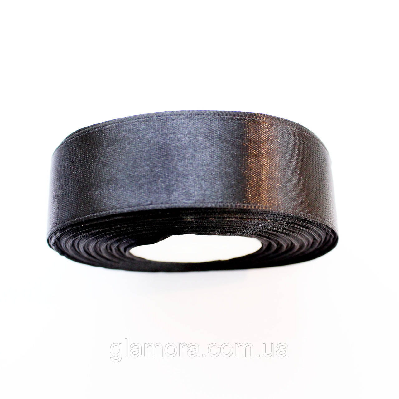 Стрічка атласна 2,5 см. Світло-чорний.Цина за 1 м, фото 1