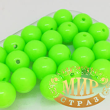 Бусина акрилова, колір Fluo Green, 10 мм*1 шт.