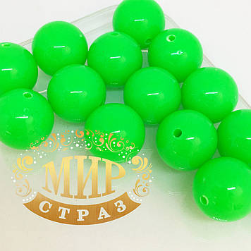 Бусина акрилова, колір Fluo Emerald, 10 мм*1 шт.