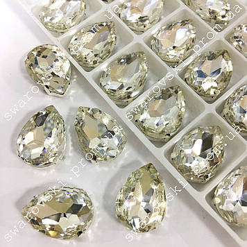 Стрази в цапах, Крапля, Розмір 13x18мм, Колір Crystal