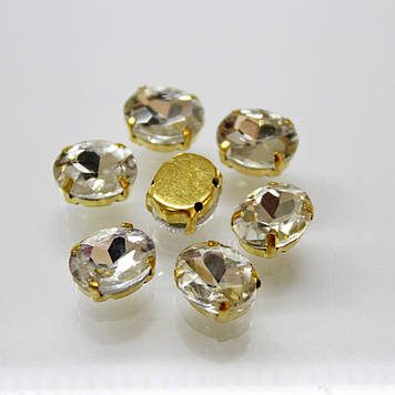 Овали в золотих ланцюгах.Квіт Crystal Розмір 8х10 мм.Ціна за 1 шт.