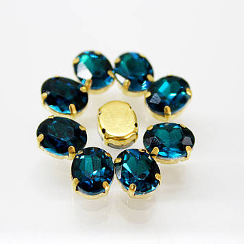 Овали в золотих ланцюгах Blue Zircon Розмір 8х10 мм.