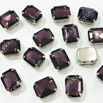 Пришивний прямокутник у цапах.8x10 мм.Квіт Amethyst