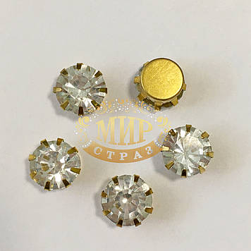 Стрази в золотих цапах Crystal, 8 мм