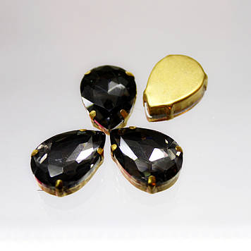Стрази в золотих ланцюгах Black Diamond, Розмір 13х18 мм*1шт