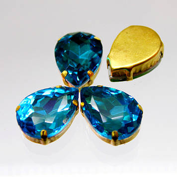Стрази в золотих ланцюгах Aquamarine, Розмір 13х18 мм*1шт