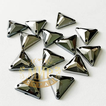 Пришивні трикутники 12x12 (синтетич.скло), колір Hematite*1шт