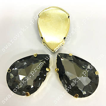 Стрази в золотих ланцюгах Black Diamond, Розмір 18х25 мм*1шт