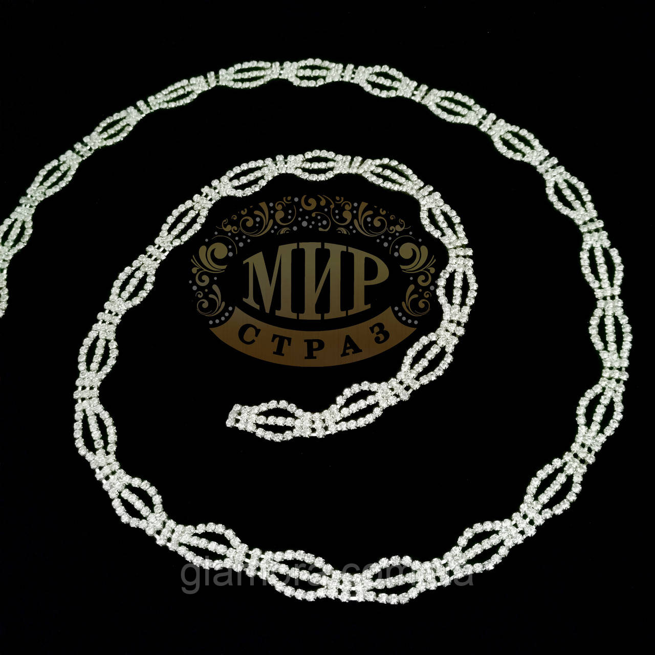 Стразовий ланцюжок ажурний, ширина 13 мм*1m, фото 1