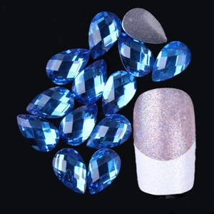 Стрази у формі краплі.Квіт Sapphire (5х8мм).Цина за 1 шт.