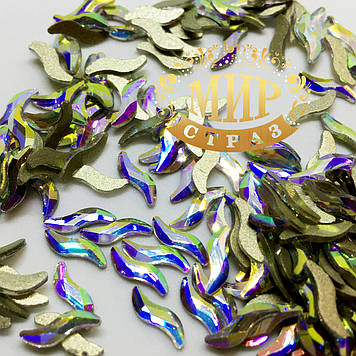 Стрази для інкрустації (скло), колір Crystal AB, розмір 2х9 мм, ціна за 1 шт.